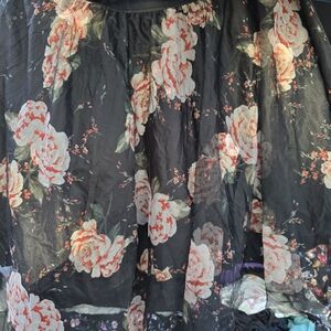 Torrid Black and Pink Floral A-Line Skirt